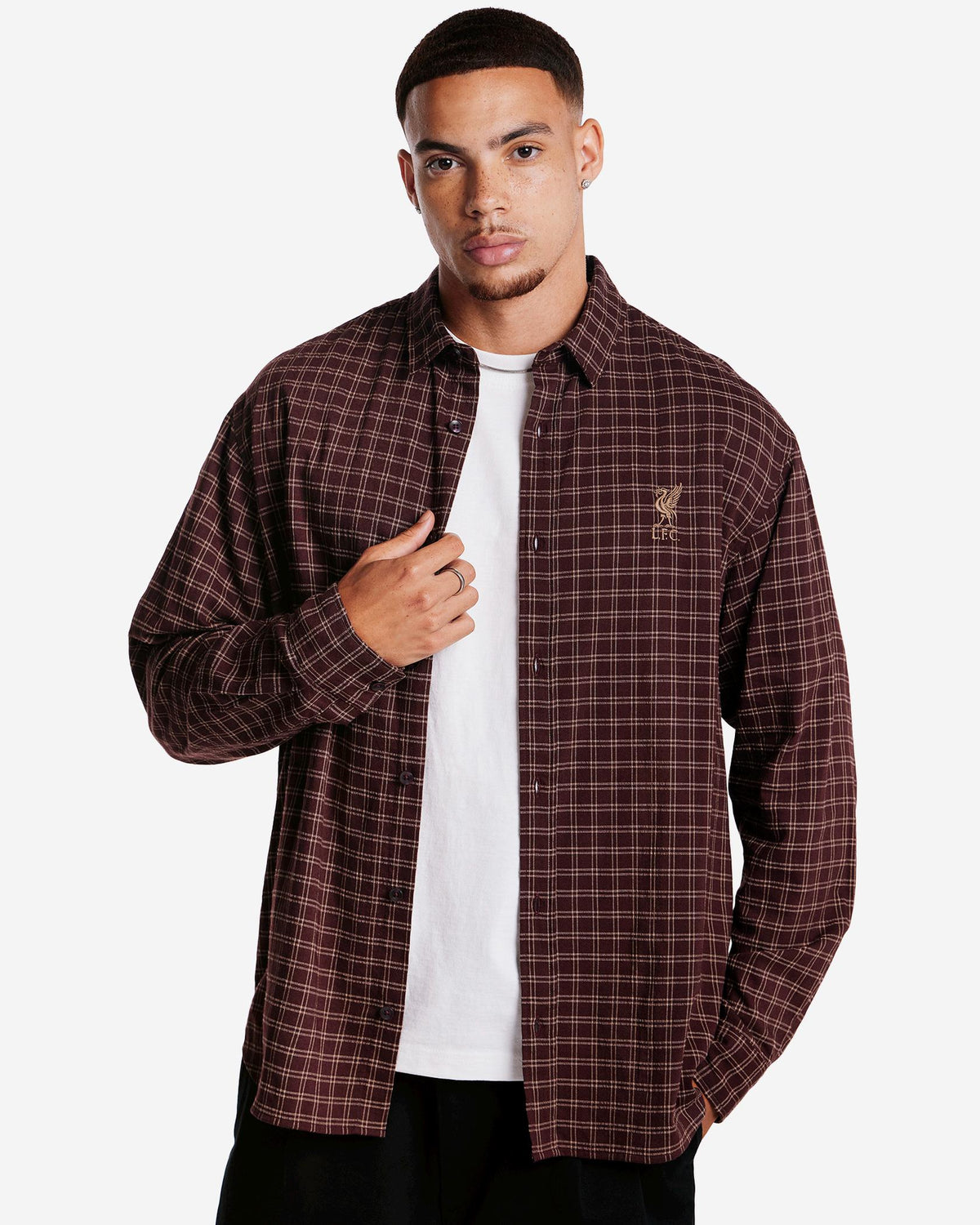 LFC Mens Lifestyle Check Shirt Purple