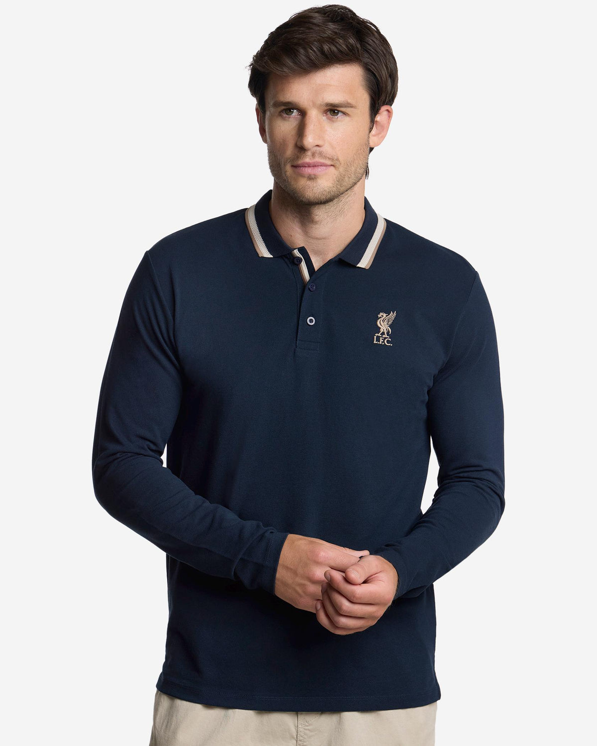 LFC Mens Lifestyle Long Sleeve Polo Navy