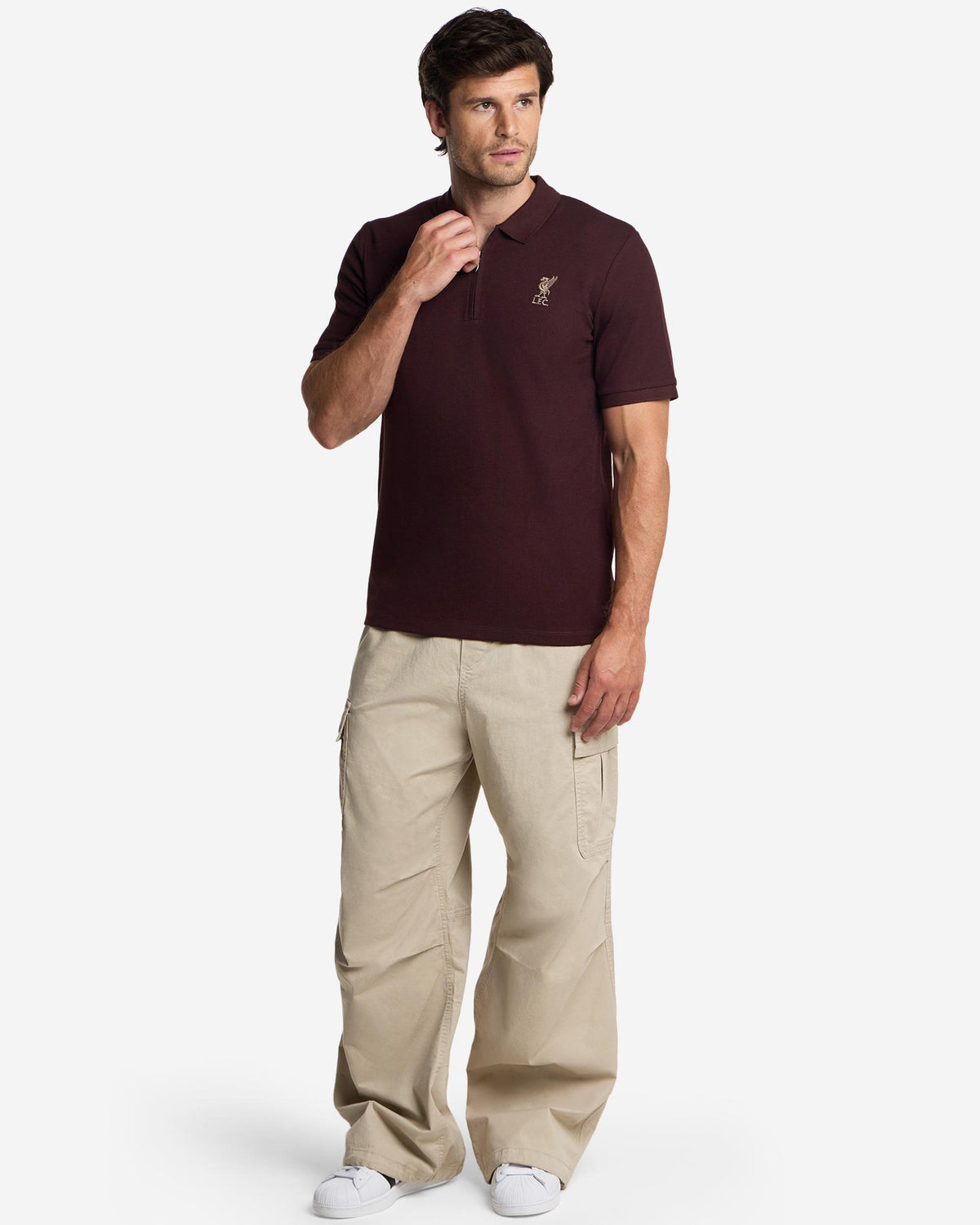 LFC Mens Lifestyle Zip Polo Brown