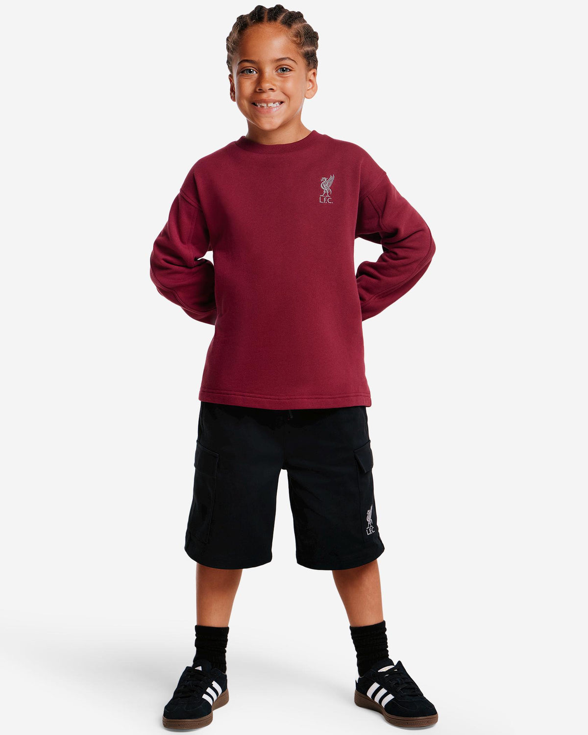 LFC Junior Oversized YNWA Panelled Sweat Cherry