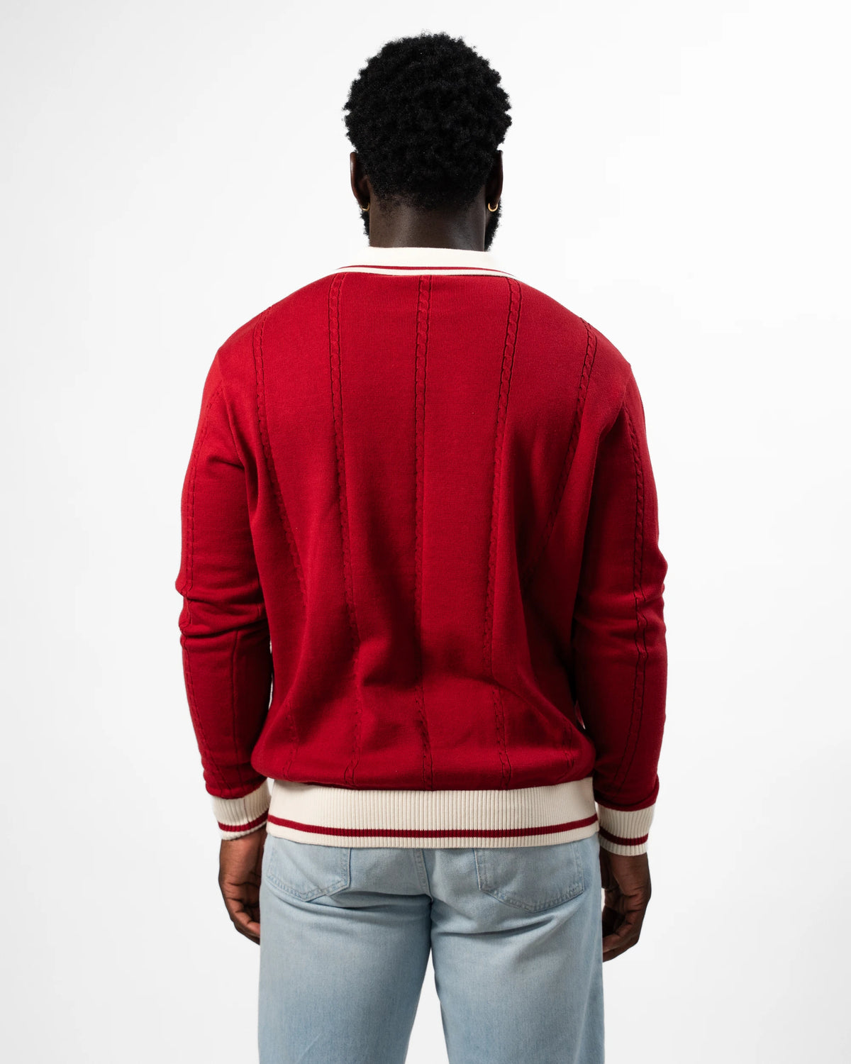 Liverpool Cable LS Knit Red