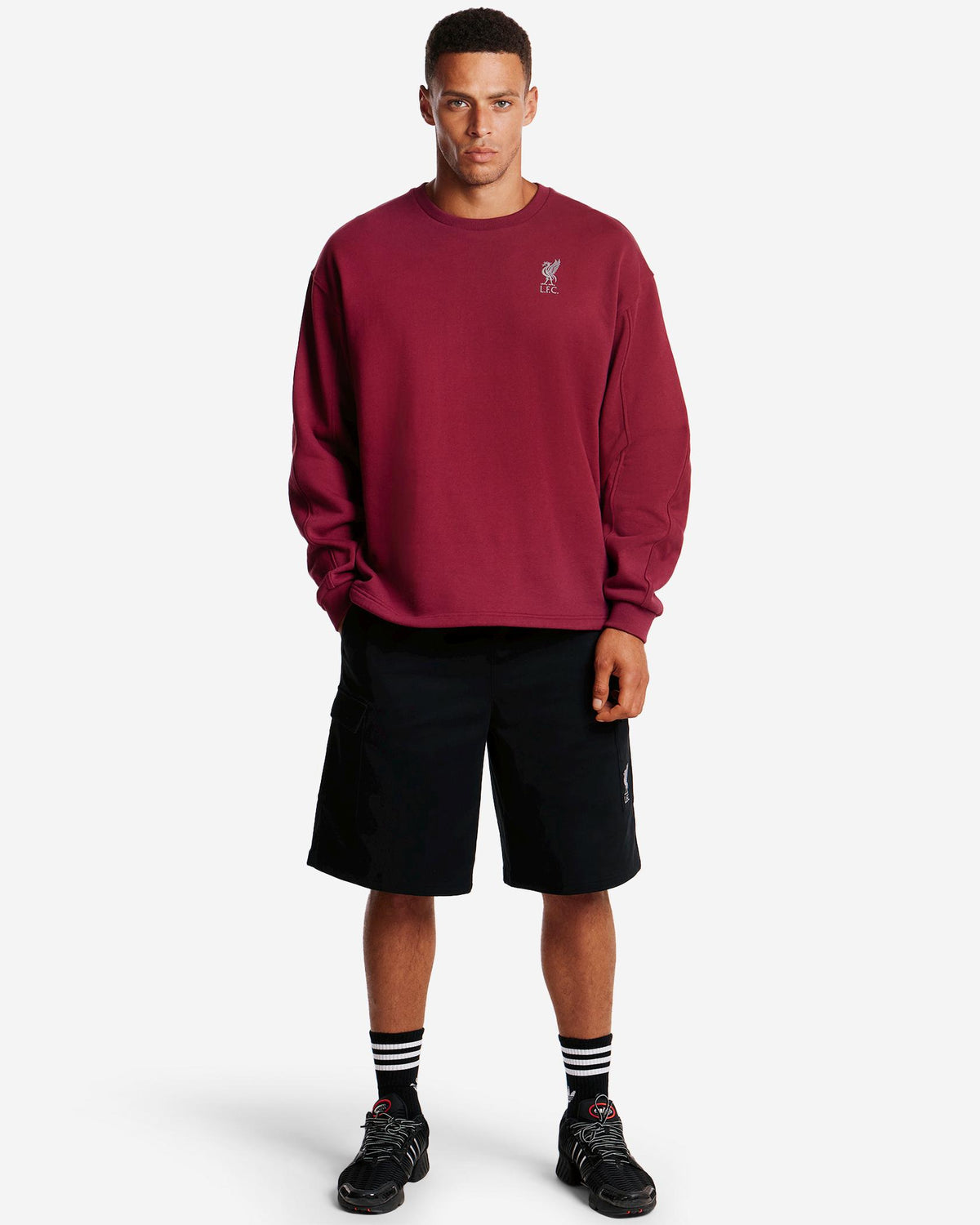 LFC Oversized YNWA Toggle Sweat Cherry
