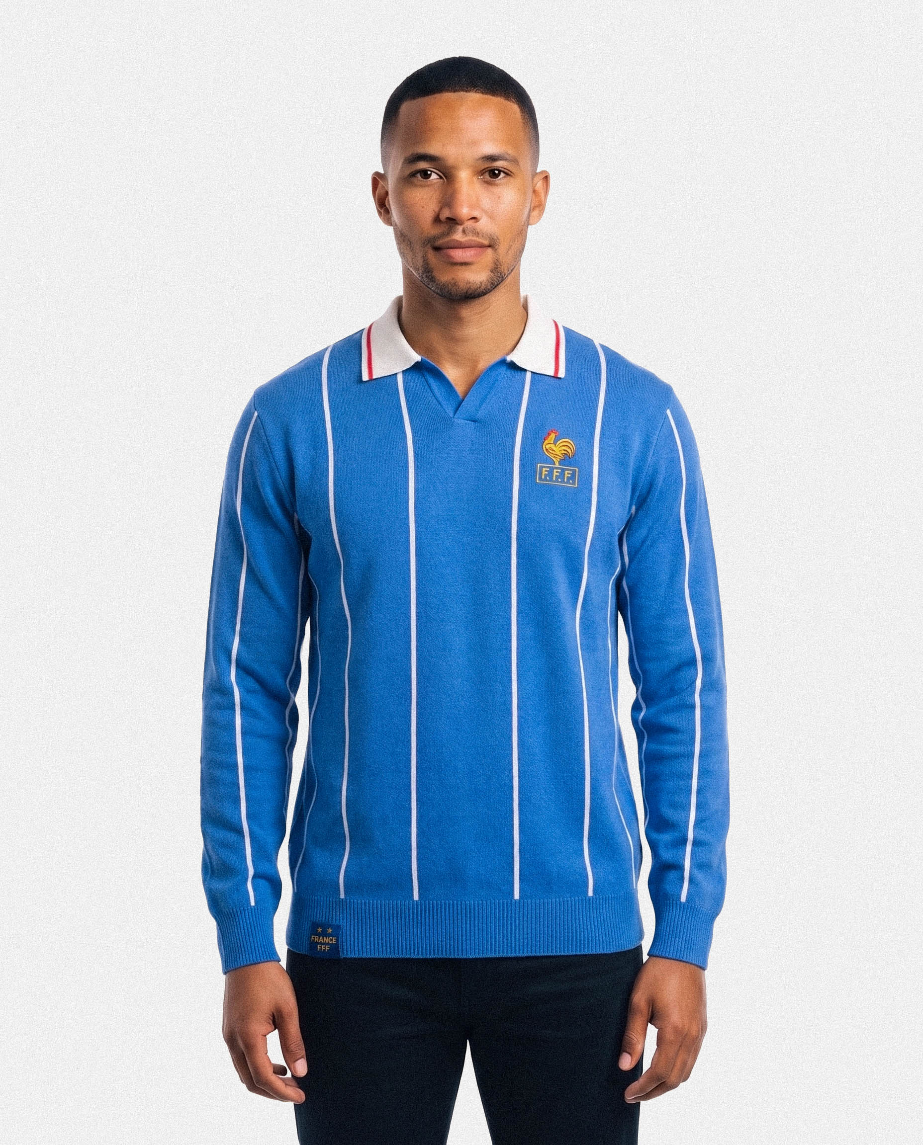 France Football Classic Pinstripe LS Knit Blue