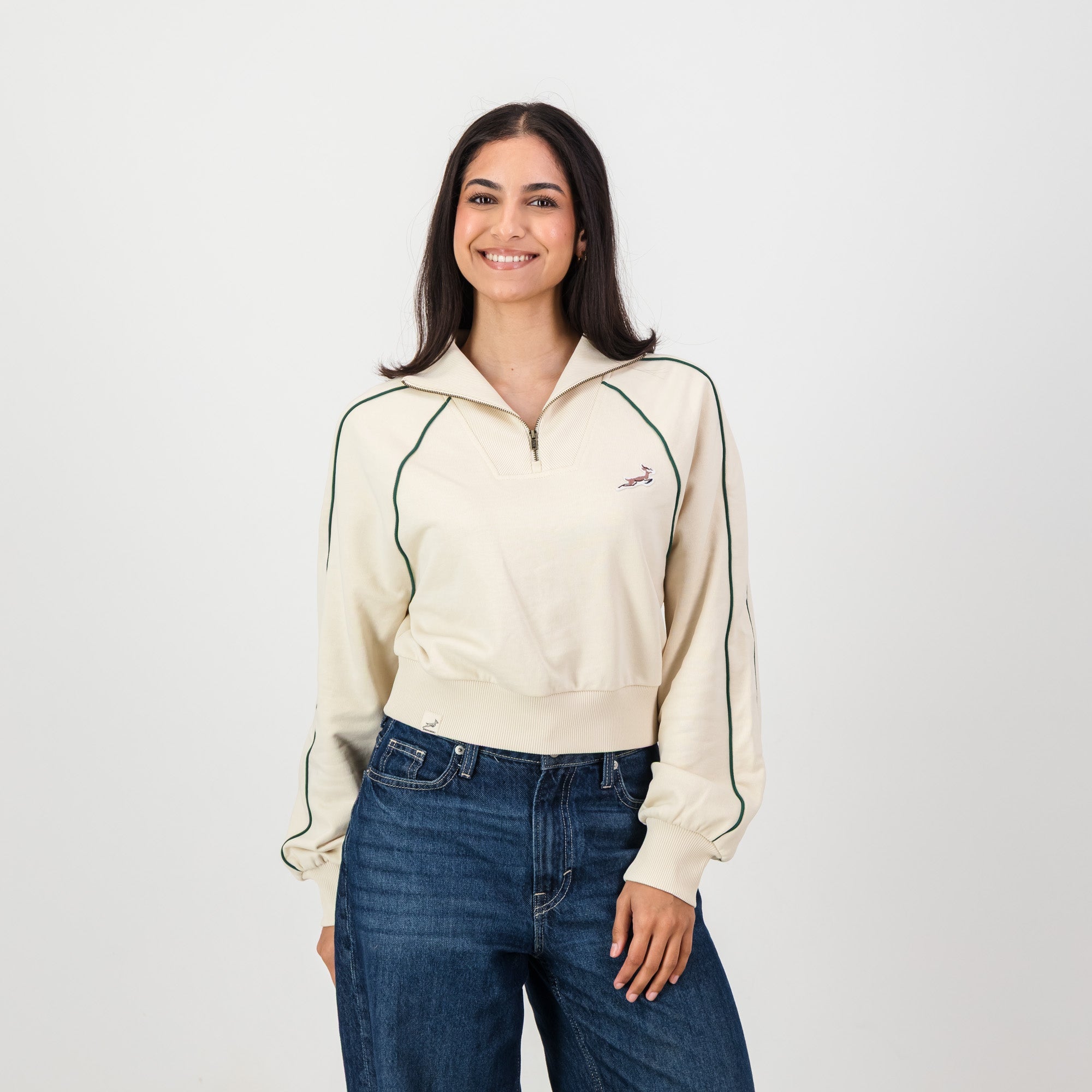 Springboks Ladies Piped Zip Through Sweat-Ivory – Locker Room